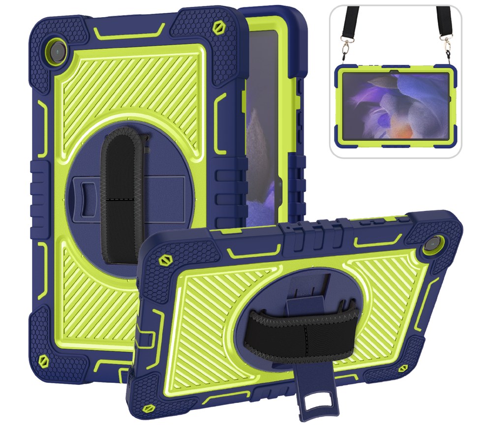 TJZB tablet cases with rotating stand and shoulder strap, six color options